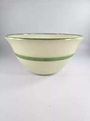 HTF McKee Custard Color Mixing Bowl With Green Stripe 4.5” H X 9  W Glows  • $190