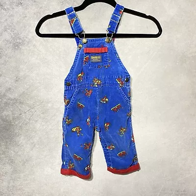 Vintage Oshkosh Corduroy Vestbak Overalls Knights Horses Castle Blue Size 24Mnth • $42.82