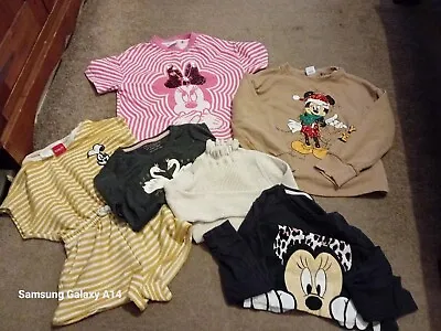 Girls Cute Clothes Bundle  7 / 8 Years Minnie Mickey Mouse Peanuts Zara Next Etc • £7