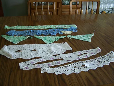Vintage Handmade Crocheted Lace Trim Edging Pieces Lot • $12.99