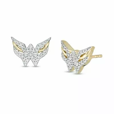 Wonder Woman Collection 1/4 CTTW CZ Symbol Stud Earrings Yellow Rhodium Plated • $58.39