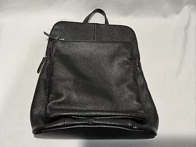 L.CREDI Convertible Backpack Shoulder Bag Handbag/Black Leather Made In Italy • £67.55