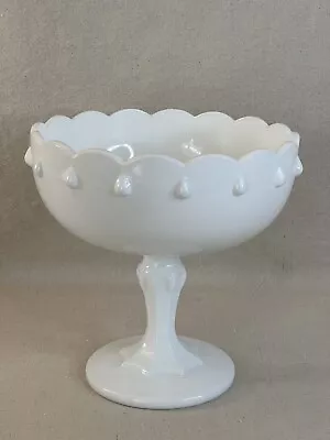 Vintage Milk Glass Large Pedestal Compote Tear Drop Wedding French Delicate 7.5” • $19