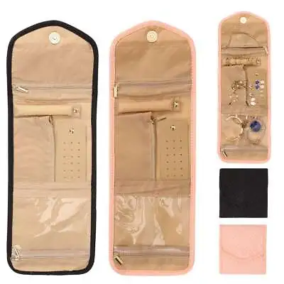 Travel Jewelry Organizer Case Foldable Jewelry Roll For Rings Necklaces Earrings • $9.37
