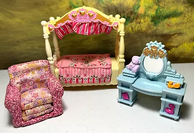 Fisher Price Loving Family Doll House Canopy Bed Girl Bedroom Furniture Lot • $12