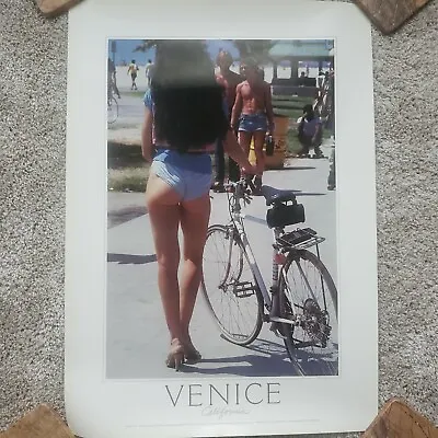 $29.96 • Buy Vintage Venice Beach Boardwalk Poster 25x18 In Bike California Travel USA 1984