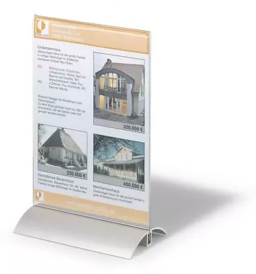 Durable Acrylic Aluminium Display Stand Table Menu & Sign Holder | A5 | Clear • £16.99