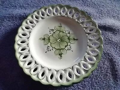 £0.99 • Buy Portugal Made Green Floral Hand Painted Thick Pottery Dish Trinket By Vestal 