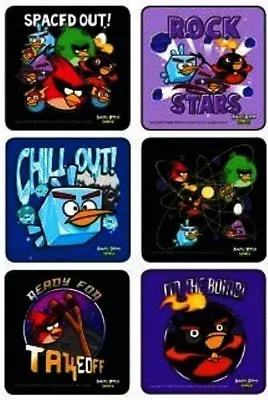 $2.62 • Buy 6 X Square Stickers ~ Angry Birds Rock Stars I'm The Bomb Spaced Out Chill Out ~