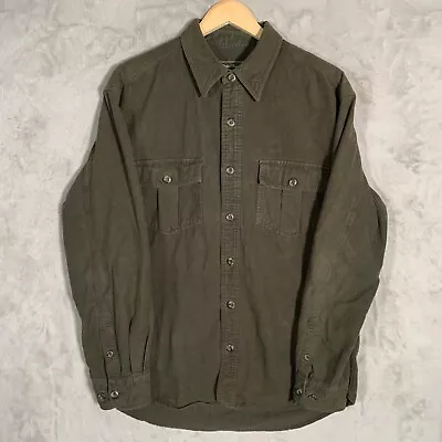 Eddie Bauer Heavy Flannel Shirt Mens Medium Green Pockets • $9.10