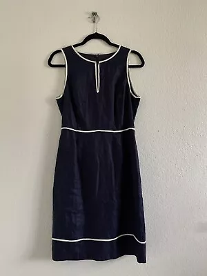 J.Crew Women’s Navy Linen Sleeveless Dress 6 Lined Key Hole Neckline Nautical • $32