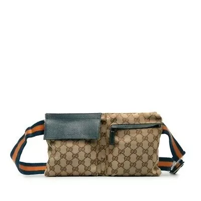 GUCCI GG Canvas Sherry Line Waist Pouch Shoulder Bum Bag Belt Bag 4-37302 • $489.99