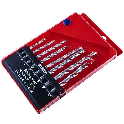 Masonary Brick Drill Bit Set 8pc Wall Masonry Concrete Stone 3mm To 10mm Case • £3.19