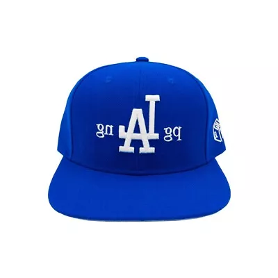 Custom PgLAng  LA  Parlay Snapback Hat - Blue Base / Grey Underbrim • $55