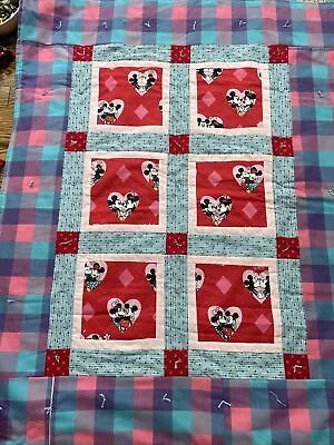 Handmade Patchwork Baby Toddler Quilt NEW Mickey Minnie Mouse Girl 33” X 43” • $14.99