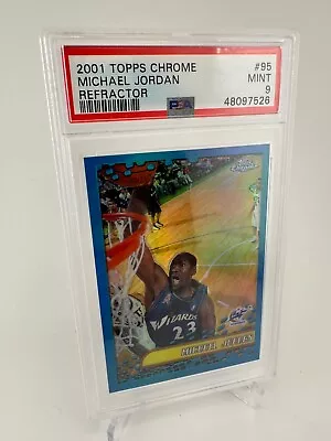 2001 Topps Chrome Michael Jordan Blue Refractor PSA 9 #95 Wizards Bulls • $599.99