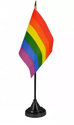 RAINBOW TABLE FLAG 6 X4  WITH BASE Gay Pride Festival Party Protest Club • £6.49