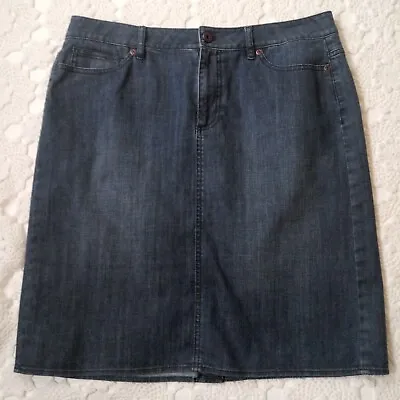 J. Jill Denim Jean Skirt Medium Wash Blue Straight Pencil Short Stretch 10 Women • $12.99