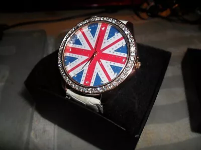 Nice Geneva Ladies Girls Quartz Watch With Crystal Surround And Union Jack new • £14.99