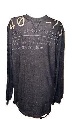 MARC ECKO Cut & Sew Top Men's Size L/XL Black Gray LS Crew-neck Pullover Shirt • $22.49
