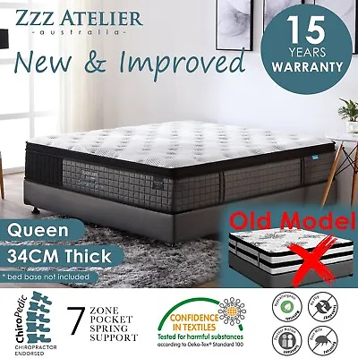 QUEEN Mattress *7 Zone Pocket Spring Mattress Latex Foam EuroTop *Chiro Endorsed • $389