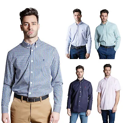 Mens Shirts Casual Formal Shirts Regular Fit Oxford Check Cotton Size S-2XL • £9.99