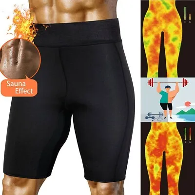 Men Gym Thermo Neoprene Sweat Sauna Body Shaper Pants Fat Burner Slim Hot Shorts • £17.79