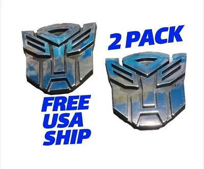 2 X Transformers 3  Shiny Chrome Car 3D Emblems Autobot Badge Logo Sticker • $12.49