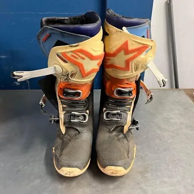 Alpinestars Tech 10 Offroad Motocross Boots W/ Bootie Size 10 Blue Orange Black • $299.99