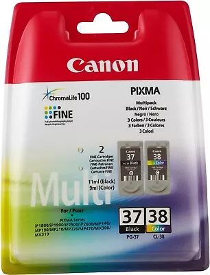 Genuine Canon PG-37 CL-38 Combo Set Ink Cartridges For MP220 MP470 MX310 Pixma • £37.06