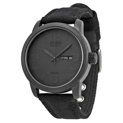 Citizen Eco Drive Nylon Strap Black Dial Date And Day BM8475-00F 100M Mens Watch • $221.42