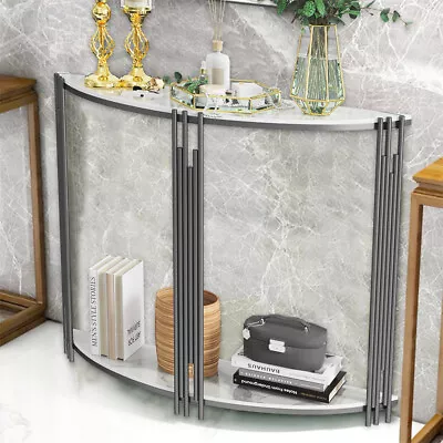 Minimalist Half-Round Entryway Console Table Sofa Table With Strong Slate Shelf • £115.96