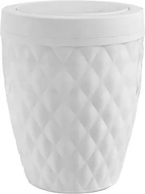 Addis 518030 Diamond Style Round Swing Lid Bathroom Bin White • £11.99