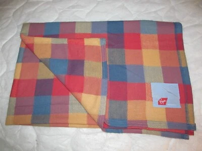 $29 • Buy Vintage VIRGIN ATLANTIC Airline Blanket Cabin Travel Throw  Pastel Color Blocks