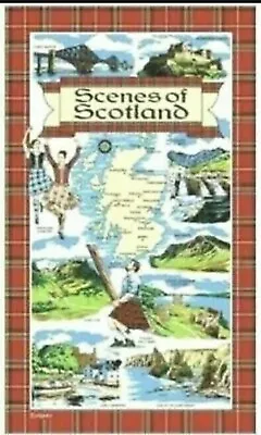 £4.39 • Buy Scotland Tea Towel Scottish Scenes Map Souvenir Gift Landmarks Tartan Collage