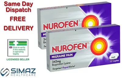 Nurafn Migraine Headache 342mg Rapid Pain Relief Tablets 12 24 Nurafen Nurofn • £5.25