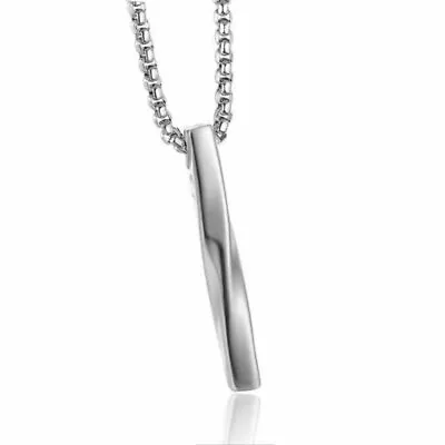 Men Strip Pendant Necklace Long Chain Party Women Stainless Steel Jewelry Gift • £3.77