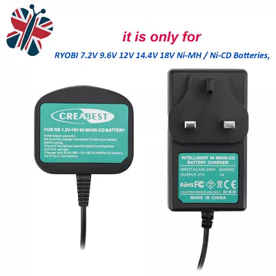 14.4V Ni-MH/Ni-CD Battery Charger For Ryobi P108 P107 1400143 BID-122 RY1201 • £16.89