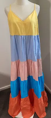 Multi-Coloured Cotton Maxi Dress - Size XL Fits AUS14-16 - Preowned VGC • $31.50