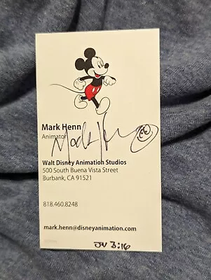 Mark Henn Autograph Business Card Walt Disney Animator Sketch Artist  • $15