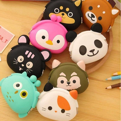 £7.79 • Buy Kids Boys Girls Mini Coin Purse Silicone Cute Animal Change Wallet Key Holder UK