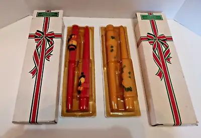 2 Sets Vintage Avon 10  Christmas Taper Candles Winter Rose/Dapper Snowman NOS • $14