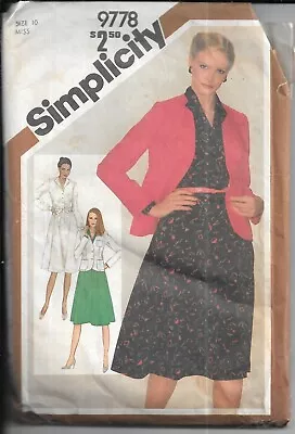 SIMPLICITY 9778 Vintage Sewing Pattern Misses' Pullover Dress And Cardigan • $10.54