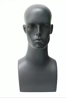 Adult Male Plastic Dark Gray Tabletop 17 Inch Mannequin Display Head (2 Pack) • $91.45