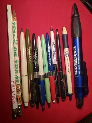 Vintage Mixed Lot Retractable Pens Pencils  Giveaways Promotional Advertising • $12