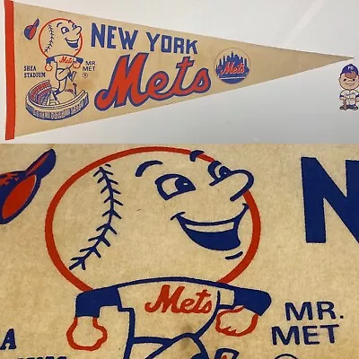 1960s New York Mets Metropolitan Vintage Pennant MLB Baseball NY Metro 12x29.75 • $69.95