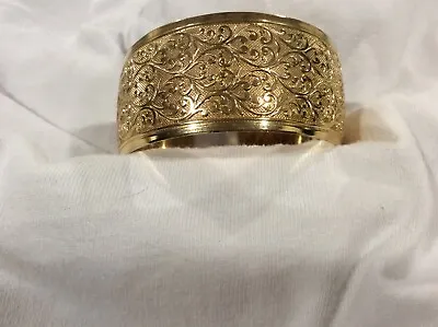 Vintage Decorative Etched Gold Tone Cuff Bracelet • $13