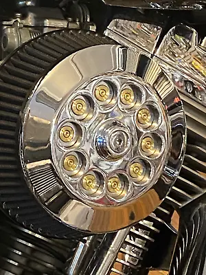 JT's Cycles Genuine 7.62 Military Brass Bullets Chrome Air Filter Cover Harley • $179.95