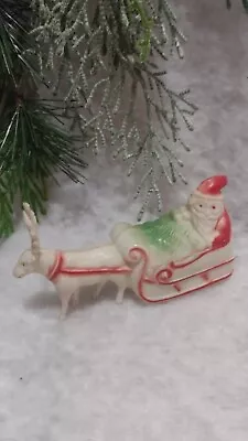 Vintage 1920-40's Celluloid Plastic Santa Reindeer Sleigh Decoration  • $4.25