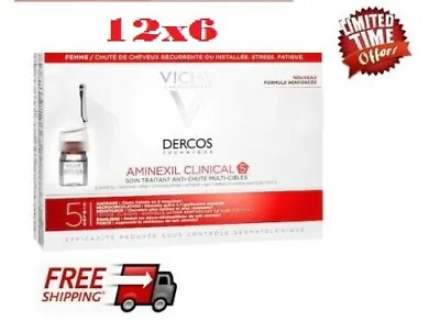 £45.56 • Buy VICHY DERCOS Aminexil Clinical 5 Women 12 X 6ml - Hair Loss PREVENTION